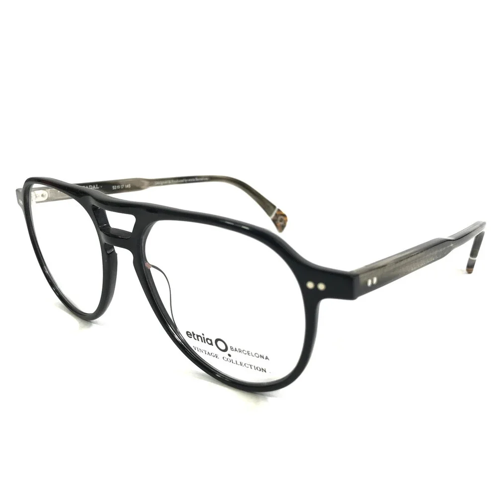 Etnia Barcelona Eyeglasses Frame ES MERCADAL BK Black Aviator Full Rim 52-17-145